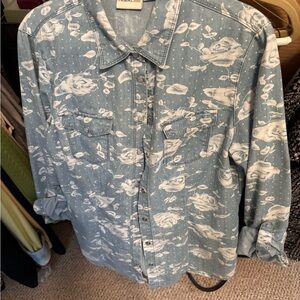 Tribal Blue White Floral Shirt